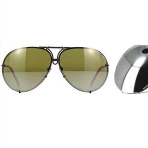NWT PORSCHE DESIGN Black P8478 - R 66mm Polarized Aviator Sunglasses